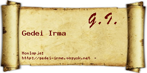 Gedei Irma névjegykártya
